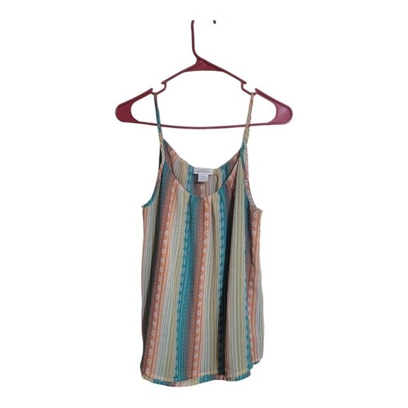 Ariat Top Women M Multi Tania Tank Crepe Chiffon Double Layers Tiered Boho Aztec - Picture 1 of 8